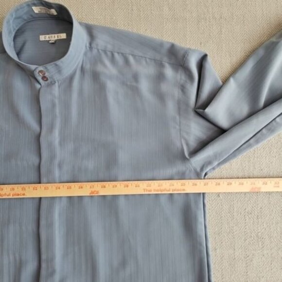 Cassel Mens Big & Tall Gray Long Sleeve Silky Dress Shirt Size 2XL - Picture 4 of 16